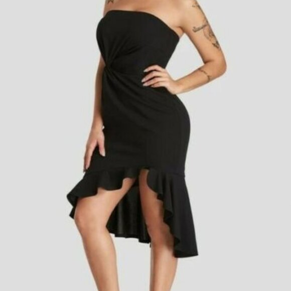New With Tags Black strapless Yoins dress size Small - Picture 1 of 4
